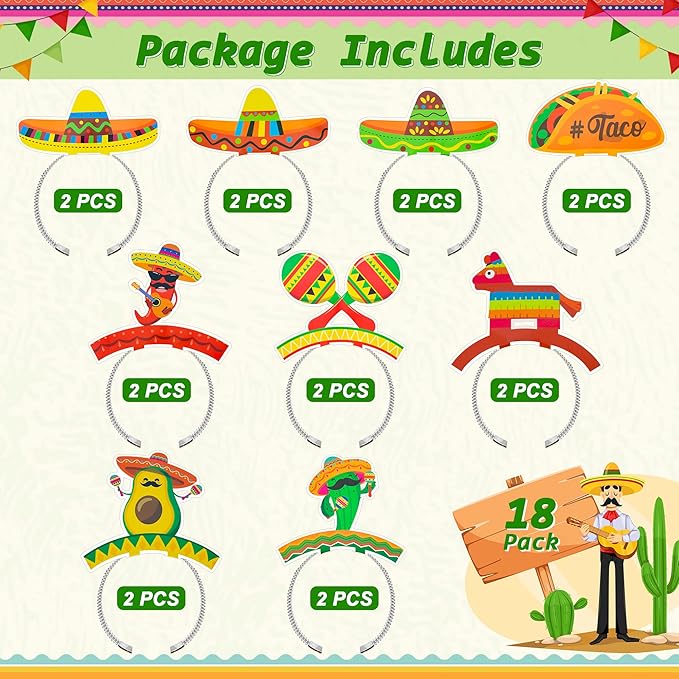 Melisheer Sombrero Party Hats, Mexican Sombrero Headbands, Colorful Cardboard Cinco De Mayo Headpieces, Fiesta Head Toppers