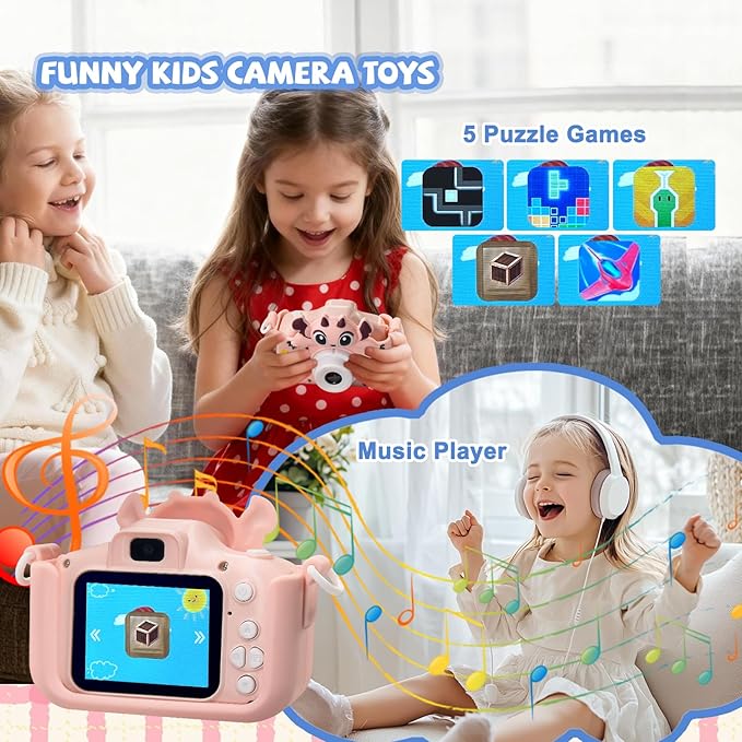 Kids Camera Toddler Digital Camera Little Girls Toy Camera for 3 4 5 7+ Years Old Boys Christmas Birthday Gifts for Kids Digital Camera 40MP Dual Lens 1080P HD Video Selfie Camera 32GB SD Card SP