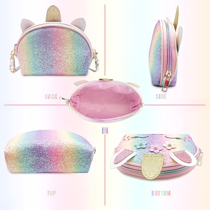 Purse for Little Girls,Girls Jewelry Pretend Play,Unicorn Gifts for girls,Crossbody Bags for Kid