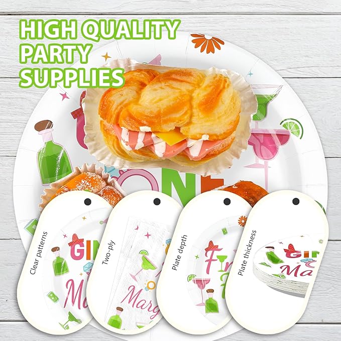 96Pcs Final Fiesta Party Supplies Gimme One Margarita Paper Plates and Napkins Mexican Fiesta Mamacita Needs a Margarita Tableware Sets for Mexican Bachelorette Bridal Party Supplies Serves 24