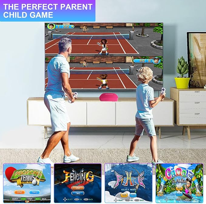 TV Game Console Built in 100+ Games, Handheld Video Game Machine with 2.4G Wireless Gamepad Somatosensory Control, HD Plug and Play, Home Interactive& Puzzle Games, Red