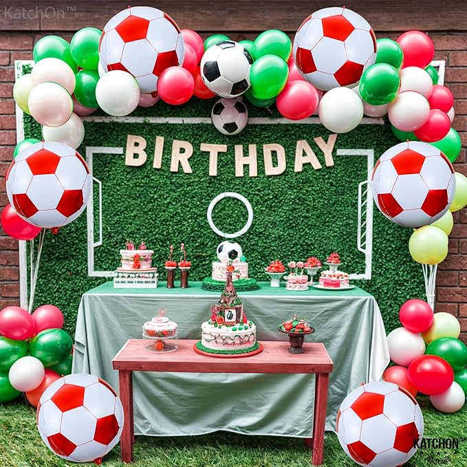 KatchOn, Huge 22 Inch Red Soccer Balloons - Pack of 6, Soccer Decorations | Foil Red Soccer Ball Balloons, Red Senior Night Decorations | Red Soccer Party Decorations | Red Soccer Birthday Decorations