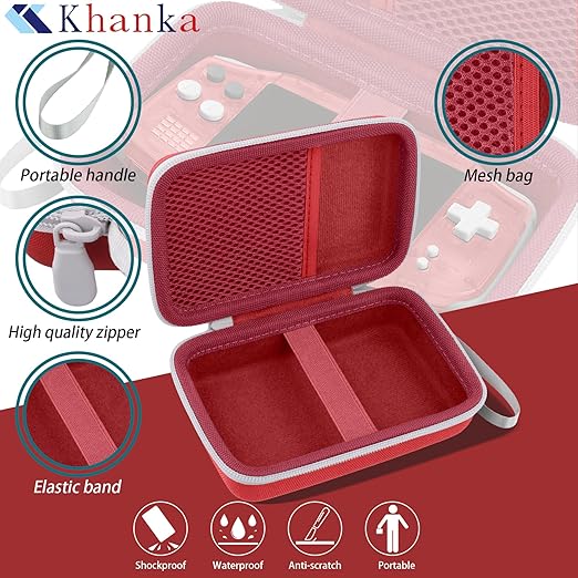 khanka Hard Travel Case Replacement for Anbernic RG34XX Handheld Game Console,Case Only. (Red)