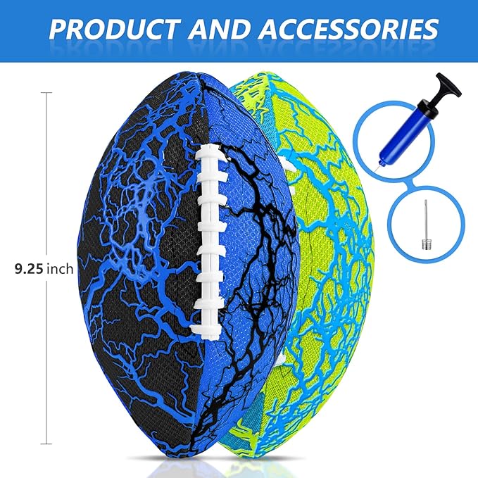 Jasonwell Pool Beach Water Football - 2Pack Strong Grip Waterproof Football for All-Weather Play Pool Toys Beach Games Outdoor Sports Toy Christmas Birthday Gifts for Kids Boys Teens Adults