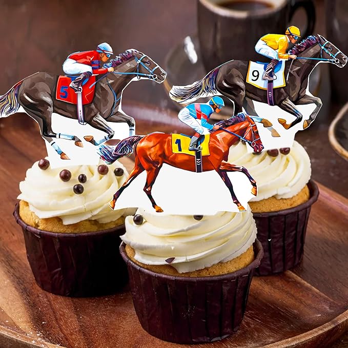 Kentucky Party Derby Day Cupcake Toppers 48PCS Race Horse Party Decorations Horse Derby Day Racehorse Cupcake Picks for Run for the Roses Supplies