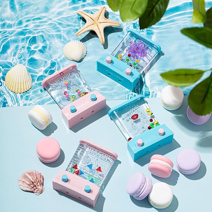 Sumind 10 Pcs Handheld Water Game for Kids Easter Basket Stuffers Mini Water Ring Toss Basketball Hoop Toy 90s Retro Mini Games for Goodie Bag Birthday Return Gifts (Lively Style,Pastel)