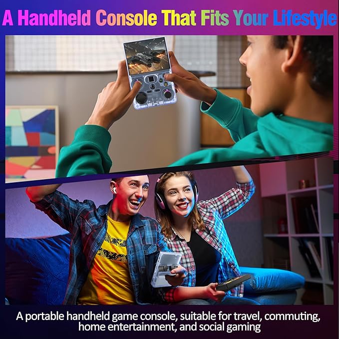 Retro Handheld Game Console, DC35V Retro Gaming Console 3.5’’IPS Screen Open Source Linux System Built-in 20000+Classic Games, 20+Emulators, Portable Video Gaming Console with 4000mAh Battery (Blue)