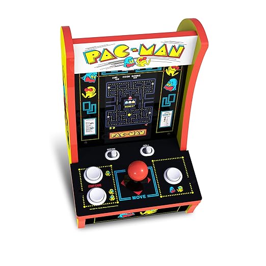 Arcade1Up Pac-Man Countercade Countertop Arcade Machine with 3 Retro Games, 7" LCD Screen and Full Size Real Feel Joysticks and Buttons,