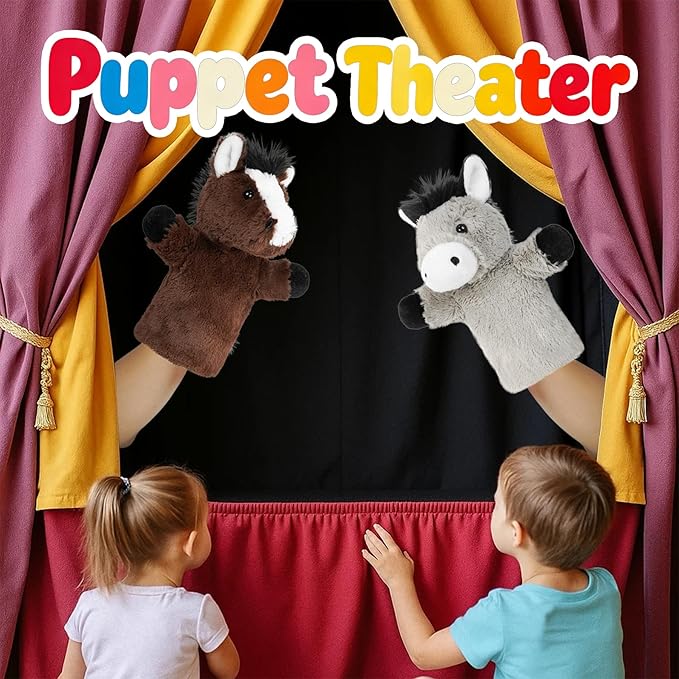 Animal Puppet Large Farm Themed Toy for Creative Play Adult Size Stuffed Interactive Role Play Educational Storytelling Brown Horse