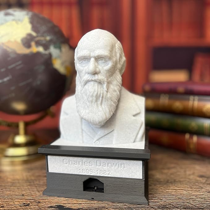 MunnyGrubbers - Charles Darwin - Talking Busts - Plastic Collectible Toy - Press The Button for a Quote or Fun Fact - (Marble)
