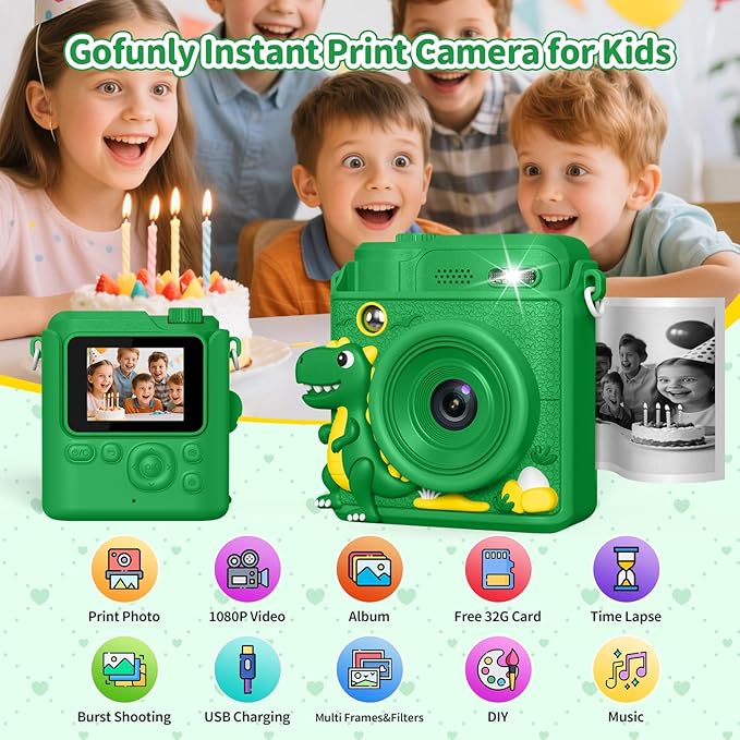 Kids Camera Gifts for Girls Boys - Christmas Birthday Xmas Gift for Girl Boy Age 3 4 5 6 7 8 9 10 11 12 Year Old - Instant Print Digital Toys Ages 3-5 6-8 8-12 Years Olds - Toddler Learning Kid Toy