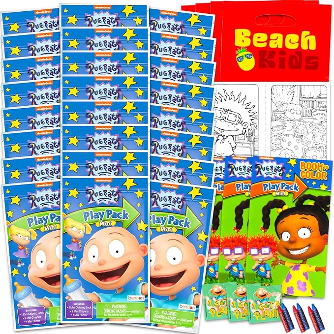Nickelodeon Rugrats Mini Party Favors Set for Kids - Bundle with 24 Rugrats Play Packs with Coloring Pages, Stickers, More (Rugrats Birthday Party Supplies)