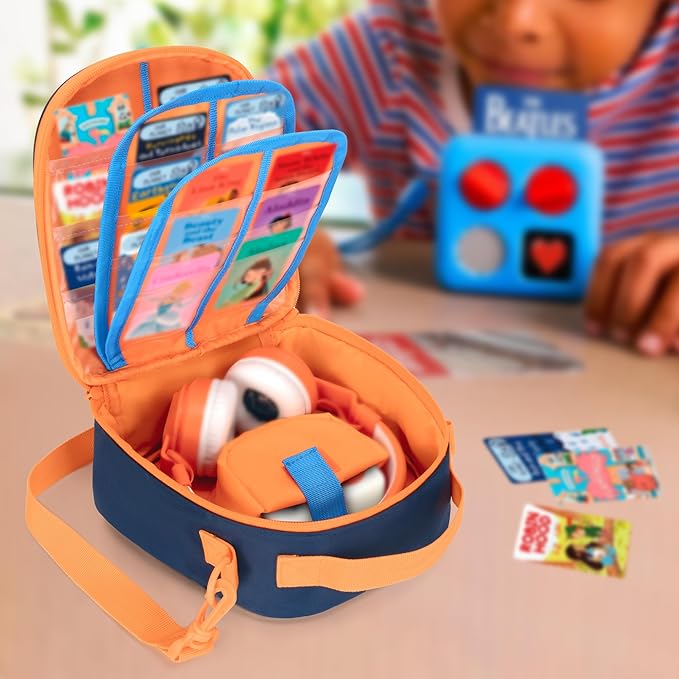 Carrying Case Compatible with Yoto Mini (2024 Edition), Card Holder Hold Up to 30 Cards, Travel Storage Bag for Audio Music Player & Headphone Accessories, Blue (Bag Only) Patented Design