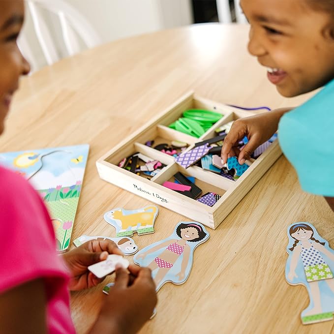 Melissa & Doug Best Friends Magnetic Dress-Up Wooden Dolls Pretend Play Set (78 pcs)