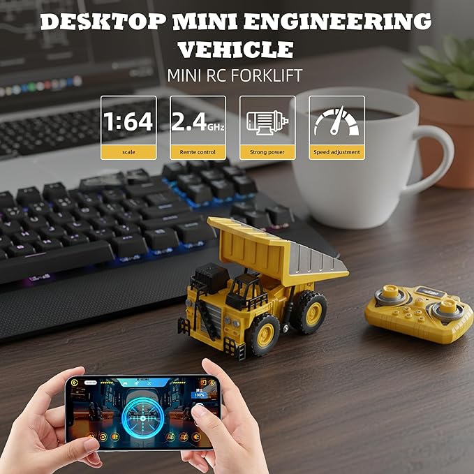Remote Control Dump Truck for Boys Adults, Metal Rc Dump Truck, 10-Channel Construction Vehicle Gift for Kids Birthday or Christmas