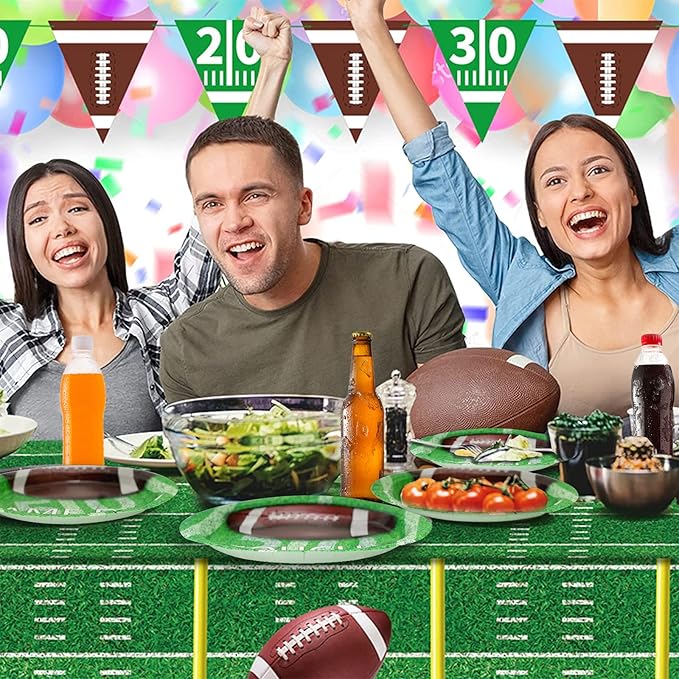 180Pcs Football Party Supplies Paper Plates and Napkins Serve 60 Disposable Tableware Set for Birthday Party Decorations Game Day Family Holiday Sports Events