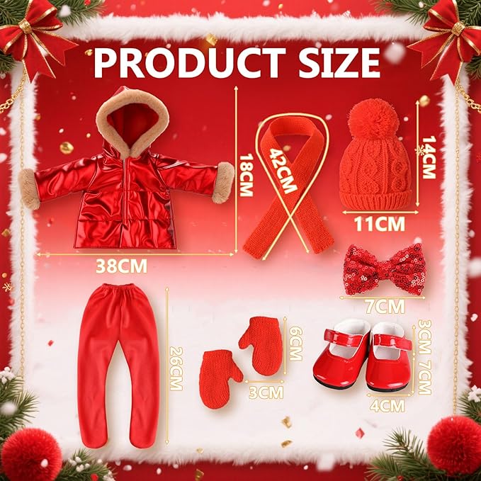 Kajaia 8 Pcs Doll Clothes 18 Inch Doll Clothes and Accessories Dress Flip Flops Hat Outfit Swimsuit Accessories for 18 Inch(Winter)