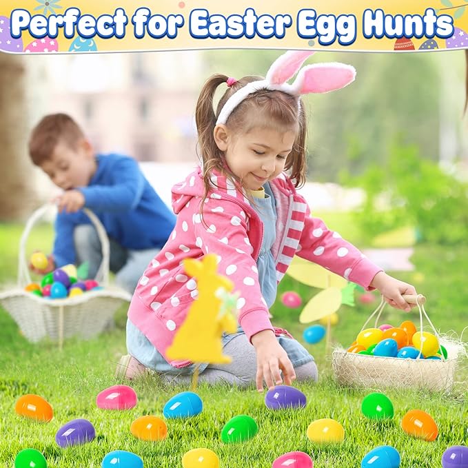 1000 PCS Plastic Easter Eggs Bulk, 2.4" Empty Easter Eggs in 8 Colors, Fillable Easter Egg for Easter Hunt, Basket Stuffers Fillers, Classroom Prizes, Party Favors Supplies Decoration