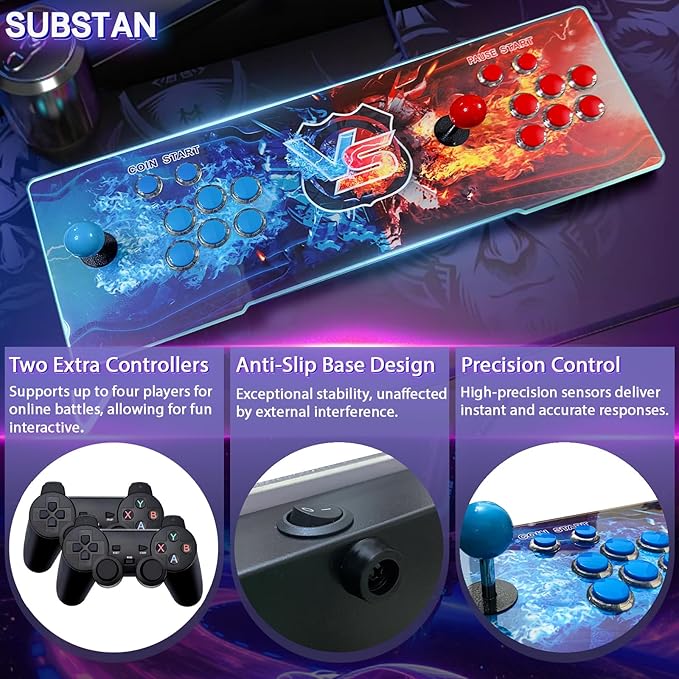 [30000 Games in 1] Arcade Console Pandora Box - with Two Extra Handles, 4K HDMI Output Plug & Play Video Game 256GB Memory Card Retro Gaming Console Double Joystick Favorites List