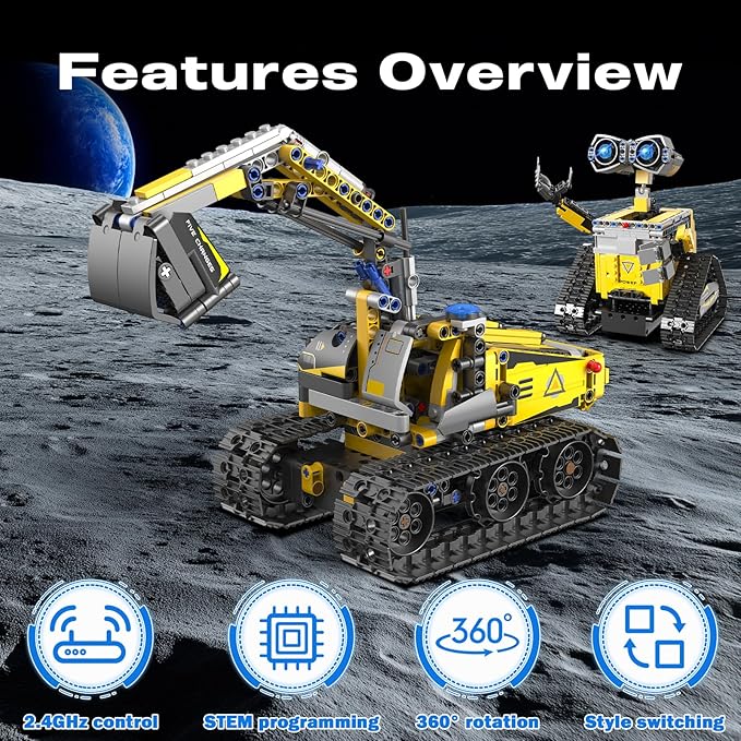 5-in-1 Remote Control Robot Building Kit, 724 Pcs Buildable Model Engineering Toys, No Coding Needed, Creative Ideal Gift for Boys Girls Kids Ages 8 9 10 11 12 13 Year Old