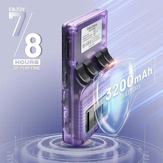 R36s Handheld Console Premium Gift Set (with Star Card & Black Gold Bag) 3.5 Inch IPS Retro with 128GB Storage,21000+ Classic Present for Adults (Purple 128g)