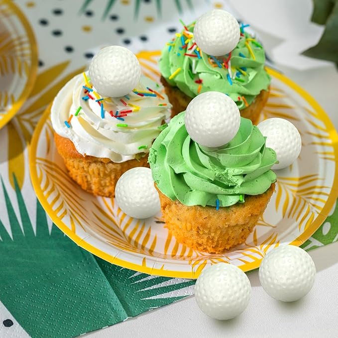 Golf Ball Cake Topper Decorations Mini Golf Ball CupCake Decorations for Golf Sport Birthday Supplies (Style 03)