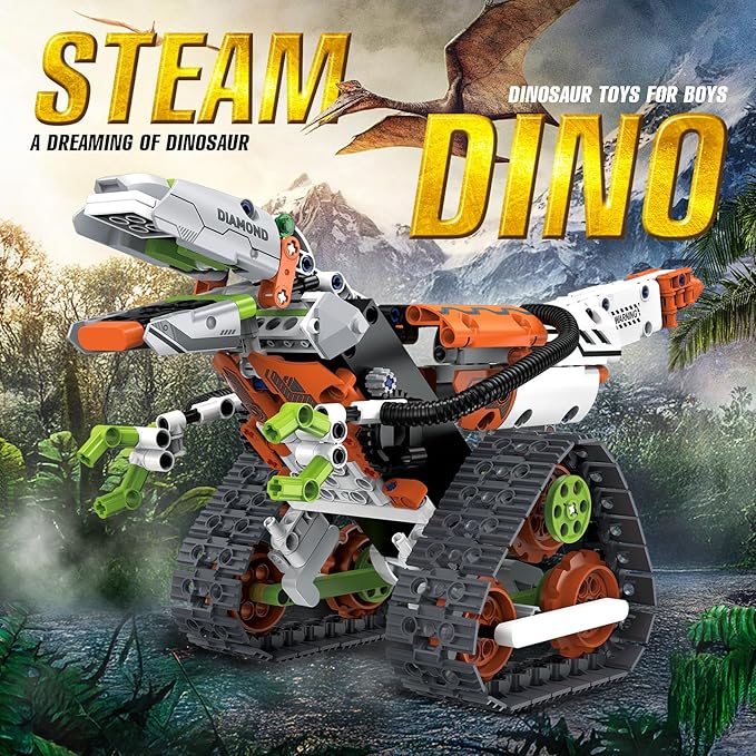 aukfa 5 in 1 STEM Robot Toys Building Kits, Dinosaur Toys for Boys Age 12+, App & Remote Control Engineering Learning Educational Toys DIY Stem Projects for Kids Gifts for Boys & Girls(539 Blocks)