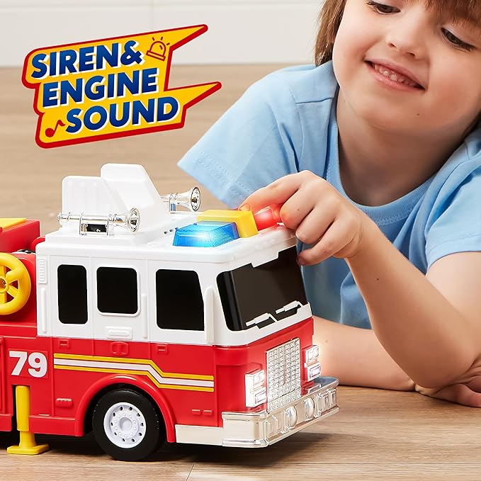 JOYIN Extra Large Toddler Fire Truck Toys for Boys with 33-inch Ladder, Lights & Sprinkler Pump, Big Emergency Vehicle, Kids Toys for Age 3, 4, 5, 6, 7, Christmas Birthday Gift for Grandkids