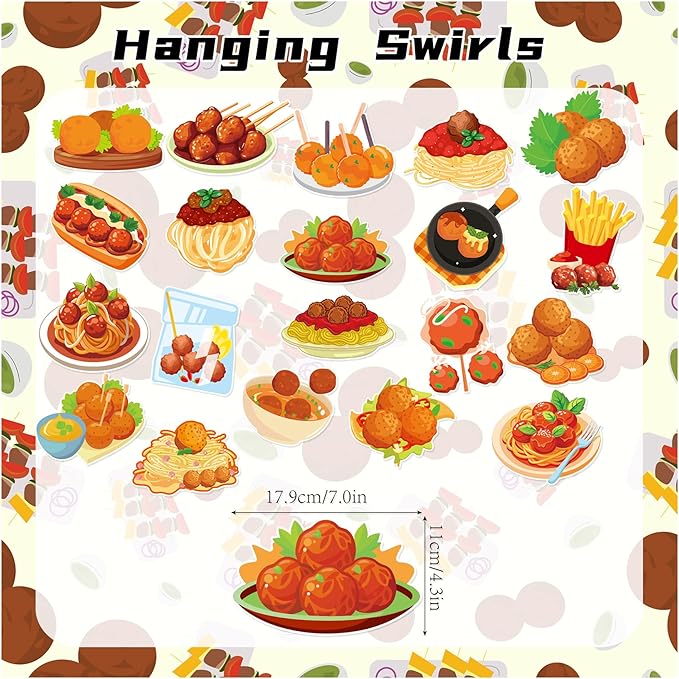 20 Pcs Meatball Hanging Swirls Spaghetti and Meatballs Ceiling Swirls Decorations Meatball Birthday Party Supplies for Italian Spaghetti and Meatballs Birthday Baby Shower Party Decorations