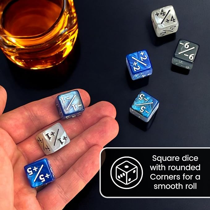 Luck Lab MTG Magic Life Counter Dice, 48 PCS - Compatible w/Magic Card Game Accessories, CCG Creature Stats w/ 2 Dice Bags (Blue Pearl, Blue Swirl, White Pearl, Black Pearl)