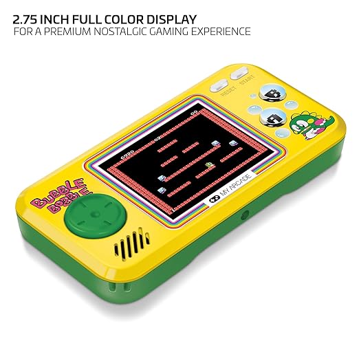 My Arcade Pocket Player Handheld Game Console: 3 Built in Games, Bubble Bobble 1 & 2, Rainbow Islands, Collectible, Full Color Display, Speaker, Volume Controls, Headphone Jack, Battery or Micro USB