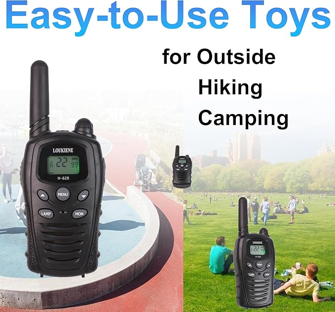 Walkie Talkies for Kids 22 Channels 2 Way Radio Toy with Backlit LCD, Flashlight 3 KMs Range for 3-12 Year Old Boys Girls Outside, Camping, Hiking (1 Pair, Black)