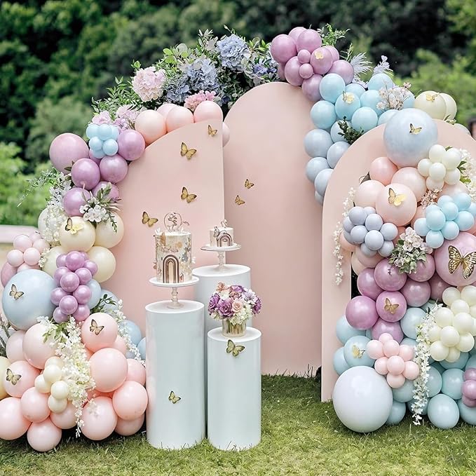 Pastel Balloon Arch Kit,122Pcs Pink Blue Yellow Purple Metallic Gold Macaron Yellow Colorful Balloons for Boho Bridal Wedding Birthday Baby Shower Engagement Anniversary Graduation Party Decorations