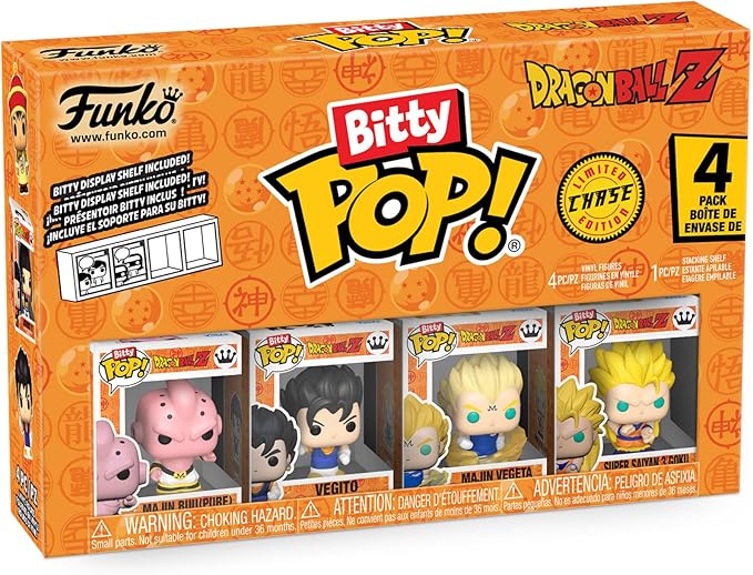 Funko Bitty POP Dragon Ball Z - Kid Buu, 4-Pack and A Surprise Mystery Mini Figure - 0.9 Inch (2.2 Cm) - Dragon Ball Collectable - Stackable Display Shelf Included - Gift Idea - Party Bags Stocking