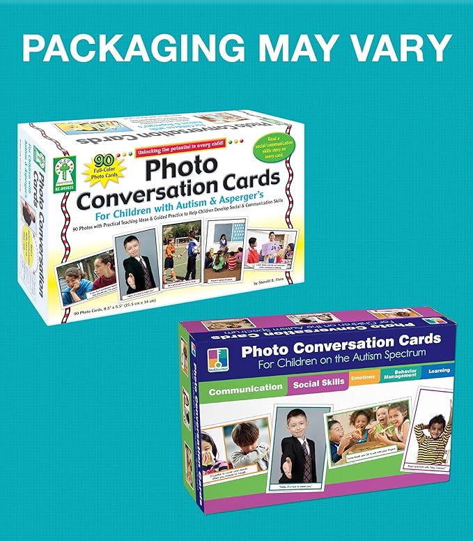 Key Education Photo Conversation Cards—Social Emotional Flash Cards For Children With Autism and Aspergers, Behavioral and Communication Skills Practice, Educational Games for Kindergarten+ (90 pc)