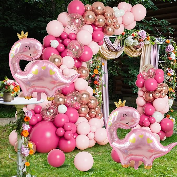 Large Pink Dinosaur Balloons,2 PCS 38 Inch Dino Balloons,Pink Dinosaur Birthday Decorations