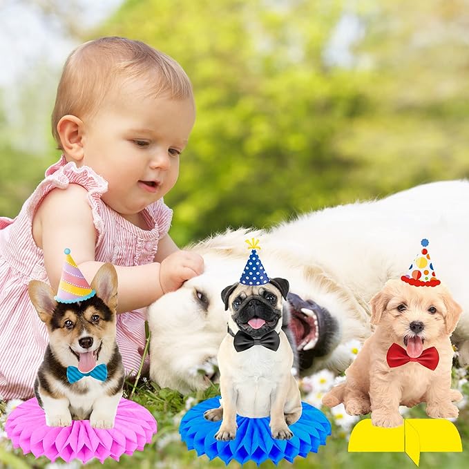 13Pcs Baby Dog Honeycomb Centerpieces Puppy Pet Birthday Party Supplies Pet Dog Party Table Decoration for Dog Theme Birthday Party Baby Shower Supplies
