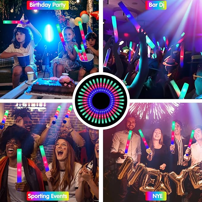 240PCS LED Foam Glow Sticks, Foam Light up Sticks Bulk Party Pack with 3 Modes Colorful Flashing, Glow in The Dark Party Supplies for Parties, Wedding, July 4th, Birthday,Raves,Concert,New Year