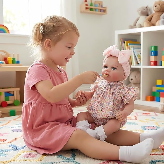 Realistic Reborn Baby Dolls-18 Inch Real Life Baby Dolls Girl Lifelike Baby Doll with Accessories for 3+ Years Old (Pink)