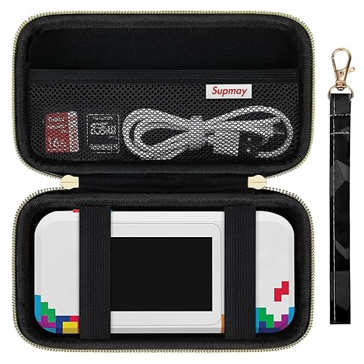 Supmay Hard Travel Case for My Arcade Tetris Pocket Player Pro, Strategic Puzzle Games, Retro Portable Game Console Protection Case with Mesh Pocket for Batteries and USB-C Cable, Black