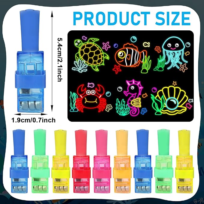 36Pcs Sea Animal LED Finger Lights Ocean Animal Party Favors Glow in the Dark Light Up Finger Lights Sea Themed Toys Bulk for Kids Birthday Party Goodie Bag Stuffer Birthday Gifts Classroom Prize