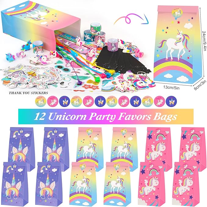 Unicorn Party Favors, 12 Pack Unicorns Birthday Party Supplies - Unicorn Decorations Goodie Bags Fillers for Girls Kids Pinata Fillers
