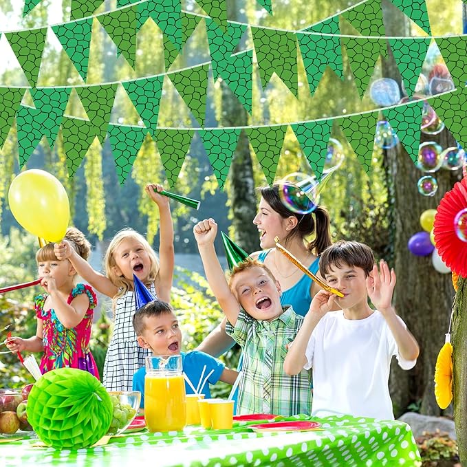 Tiamon 5 Pcs Green Turtle Birthday Banner Decoration Sea Turtle Themed Pennant Bunting 49.2 Ft Green Teenage Mutant Turtles Triangle Flag for Kids Birthday Teenager Cartoon Party Decoration