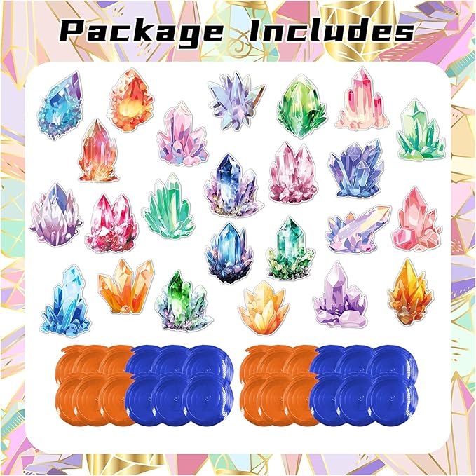 24 PCS Crystal Hanging Swirl Decorations Crystal Ceiling Streamers Hanging Decorations Geology Crystal Party Decorations for Crystal Birthday Party Supplies Baby Shower Decorations