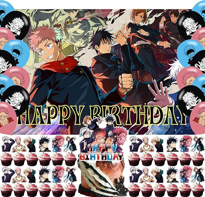Jujutsu Anime Kaisen Birthday Backdrop,Poster for Jujutsu Anime Kaisen Theme Party Decorations Anime Birthday Supplies Background Studio Shoot Photo Props