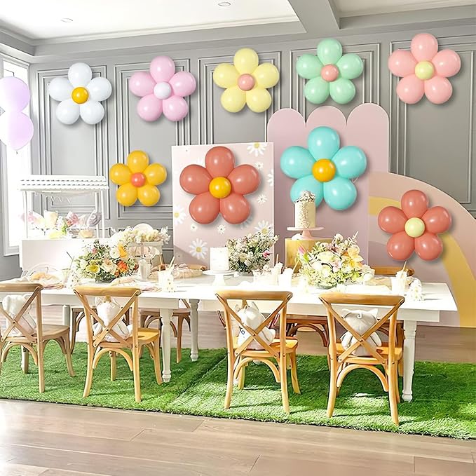 16 Set Daisy Flower Balloons DIY Kit,Boho Daisy Balloons Party Decorations for Birthday Baby Shower Wedding Anniversary Groovy Fairy Retro Hippie Theme Decor