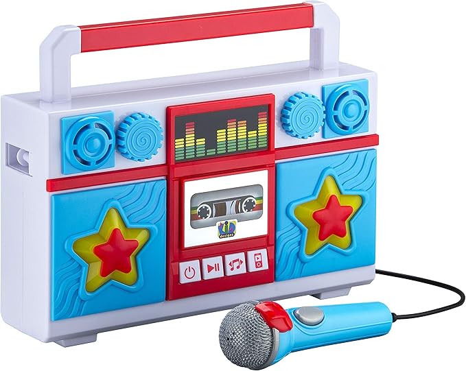 Mother Goose Club Sing Along Boom Box Speaker with Microphone for Fans of Mother Goose Club Toys, Kids Karaoke Machine with Built in Music and Flashing Lights