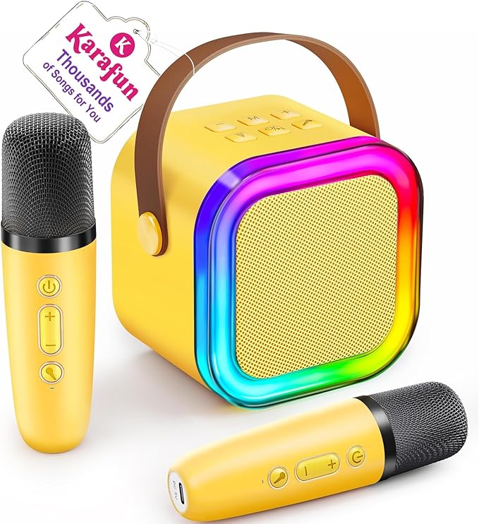 Mini Karaoke Machine for Kids, 2026 TOP Toys Birthday Gifts Ideas for Girls Ages 4, 5, 6, 7, 8, 9, 10, 12+ Years Old, Portable MP3 Player with 2 Wireless Mics for Family Home Party