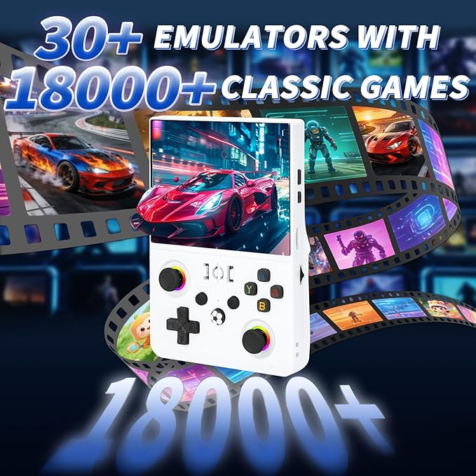 2026 NEW Upgrade R36MAXPRO Retro Handheld Game Console - 4.5 Inch Ultra-Large Screen, Support 18000+Classic Games, 64G TF Card, Linux System, 4000mAh Battery, Birthday Gift for Adult - White