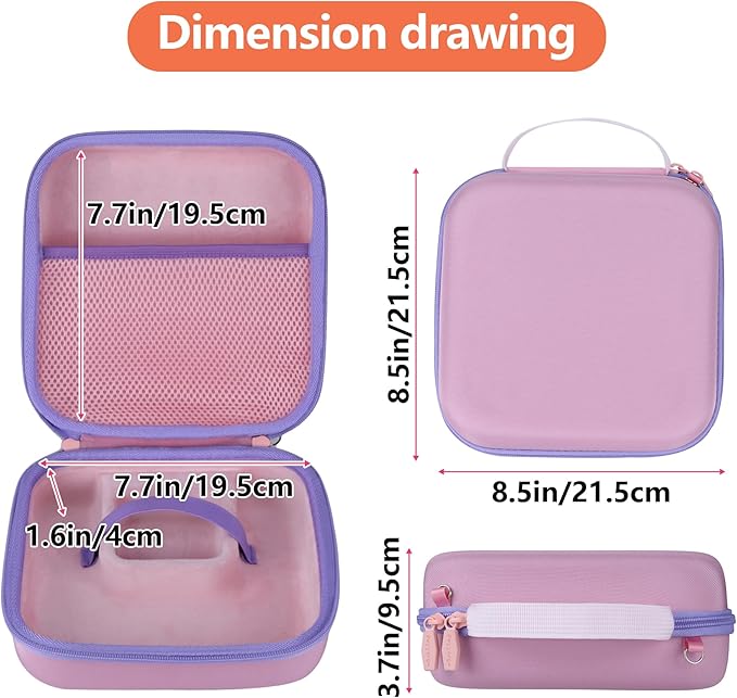 Storage Case Compatible with YOTO Mini + Headphones Kids Audio Player Travel Device Stories Music Podcast Radio Speaker (Pink + Purple Zipper)
